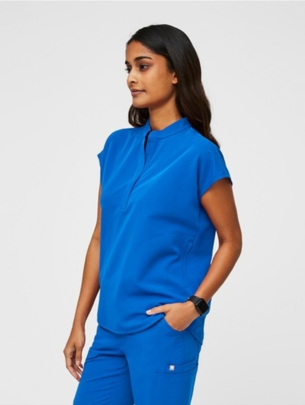 FIGS Rafaela Oversized Scrub Top in Royal Blue - SZ XS